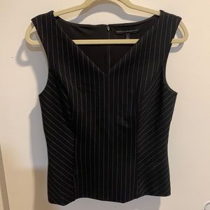 White House Black Market Black and White Pinstripe Top Sz 6